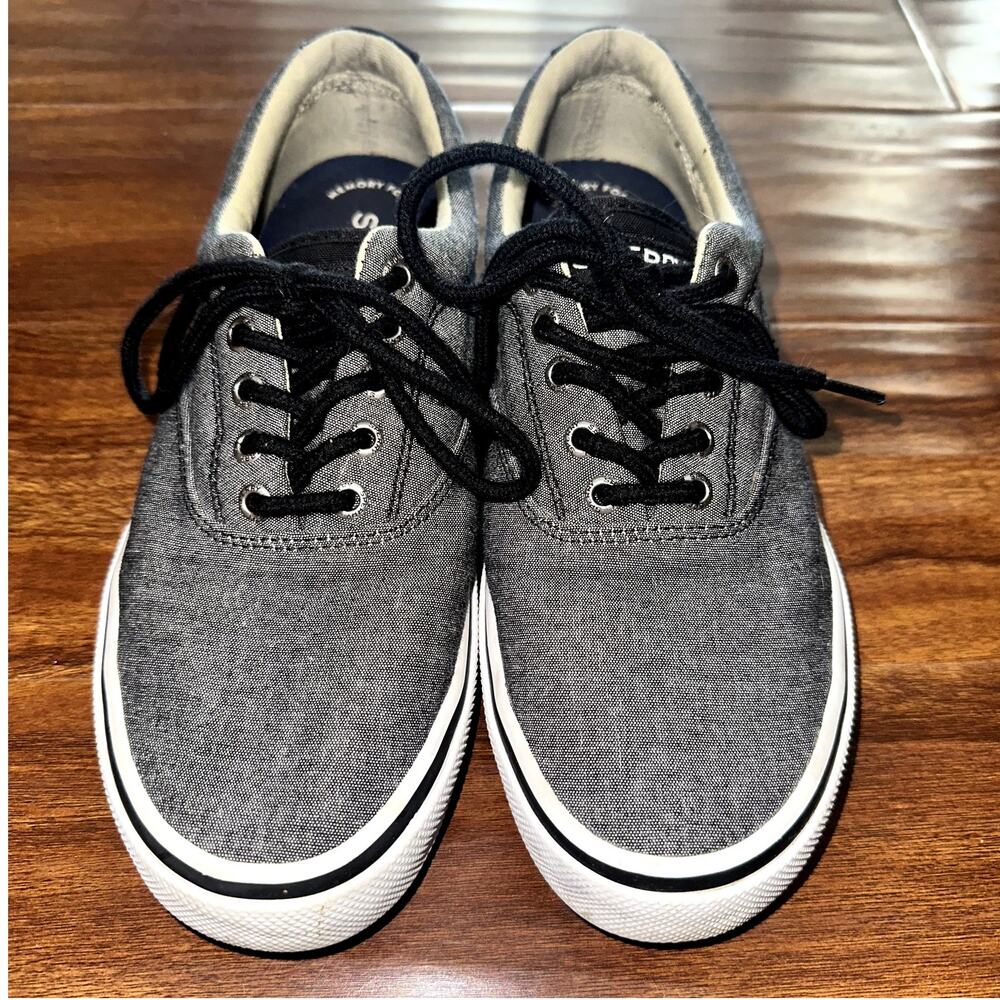 Sperry Top Sider Shoes Mens 8 M Halyard Cvo Sneakers Grey Canvas Lace Up